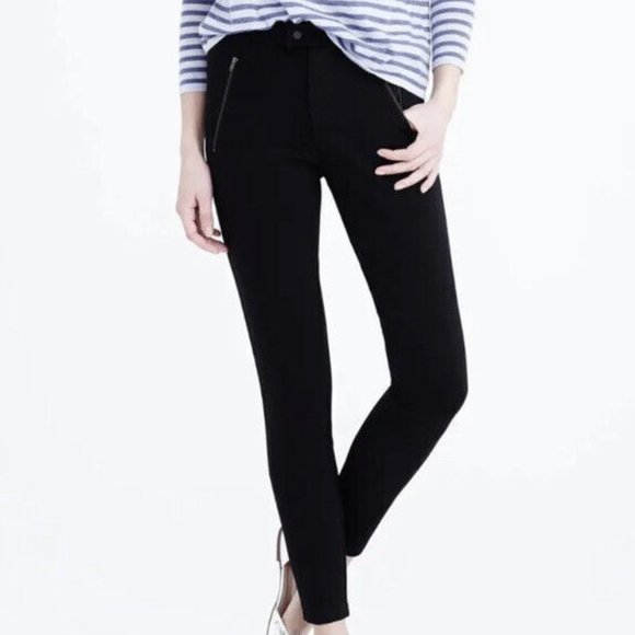 J.Crew Pixie Ankle Ponte Pant Women’s Slim Black Knit Zip Pockets Size2R B3985 - Picture 3 of 9